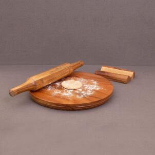 Wooden Rolling Pin (Belan) with Stand – Handcrafted Acacia Wood | Goliya Craft & Decor