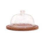 Premium Wooden Cake Stand with Glass Dome Cover