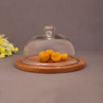 Premium Wooden Cake Stand with Glass Dome Cover