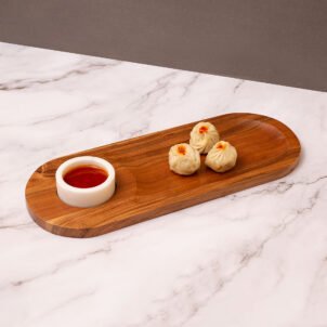 Handcrafted Wooden Serving Tray with Marble bowl | Multipurpose Snack & Serving Platter