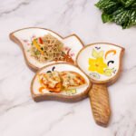 Handcrafted Leaves Shape Wooden Snack Platter