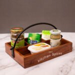Wooden Storage Basket with Handle for Kitchen Accessories – Handcrafted | Goliya Craft & Decor