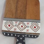 Handcrafted Wooden Serving Board with Ethnic Hand-Painted Design