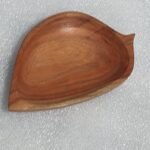 Handcrafted Acacia Wood Leaf Shaped Serving Bowl