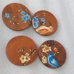 Brown Hand-Painted Wooden Coasters (Set of 4) – Goliya Craft & Decor