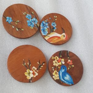 Brown Hand-Painted Wooden Coasters (Set of 4) – Goliya Craft & Decor