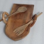 Wooden Boat Shaped Serving Platter with Spoon & Fork – Decorative Snack Plate | Goliya Craft & Decor
