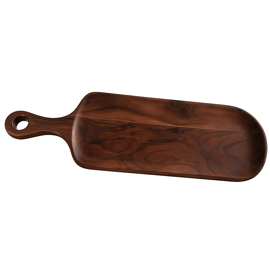 Handcrafted Acacia Wood Serving Platter with Handle – Long Rectangular Snack & Dry Fruit Platter