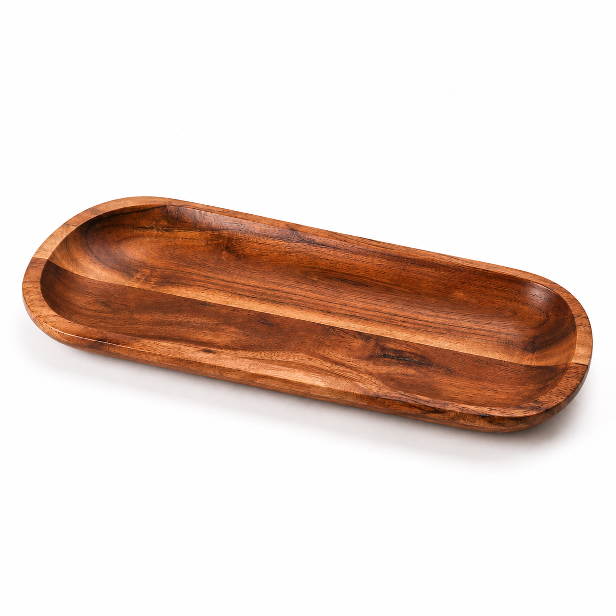 Handcrafted Wooden Serving Platter – Long Rectangular Natural Wood Tray | 16 × 5.5 × 1.5 Inches