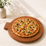 Handcrafted Acacia Wood Pizza Serving Board with Handle – Round Wooden Pizza Platter