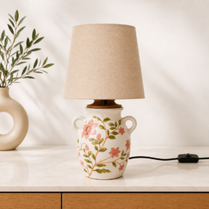 Floral Handcrafted Terracotta Table Lamp